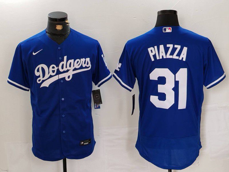 Men Los Angeles Dodgers 31 Piazza Blue Elite 2024 Nike MLB Jersey style 11